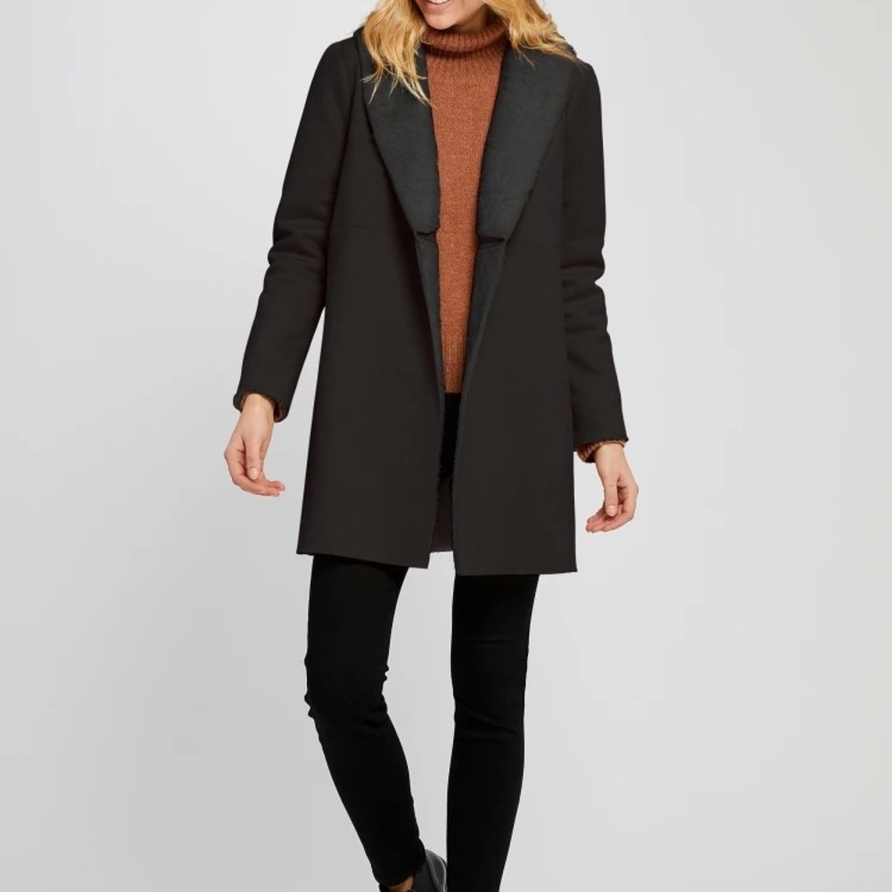 Faux Shearling Button Front Jacket